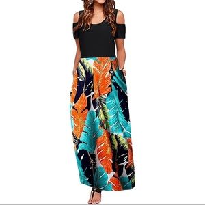 Kancystore Women's Short Sleeve Floral Maxi Dresses